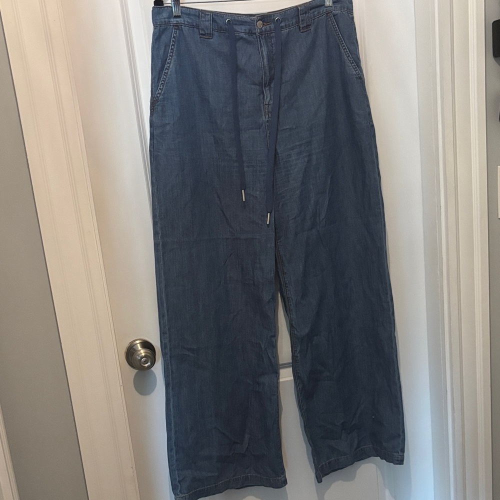 Joe's Jeans Wide-Leg Denim Pants in Medium Blue